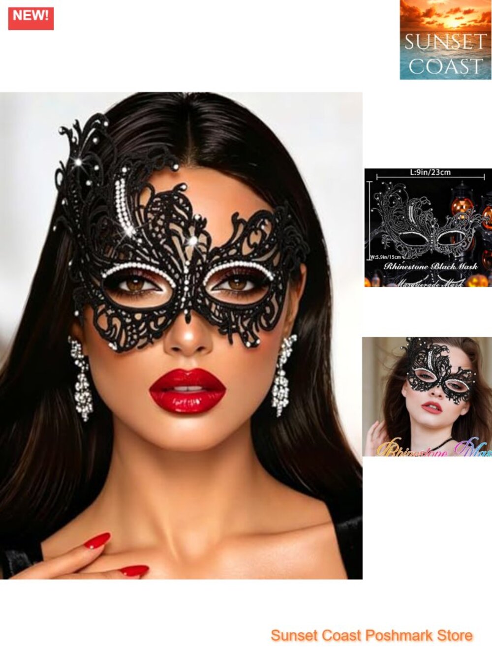 Lace Masquerade Mask Adjustable Band Costume Party Halloween Ball